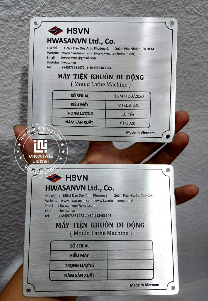 Tem nhôm ăn mòn in logo sắc nét - hình thực tế 1