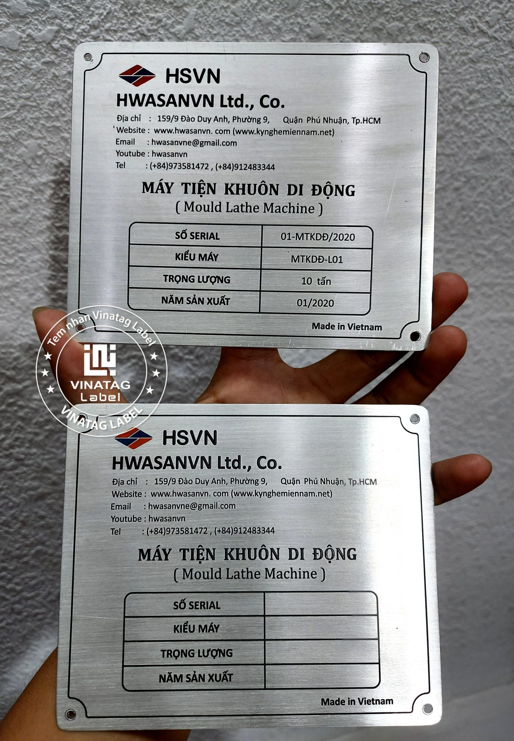 Tem nhôm ăn mòn in logo sắc nét - hình thực tế 1